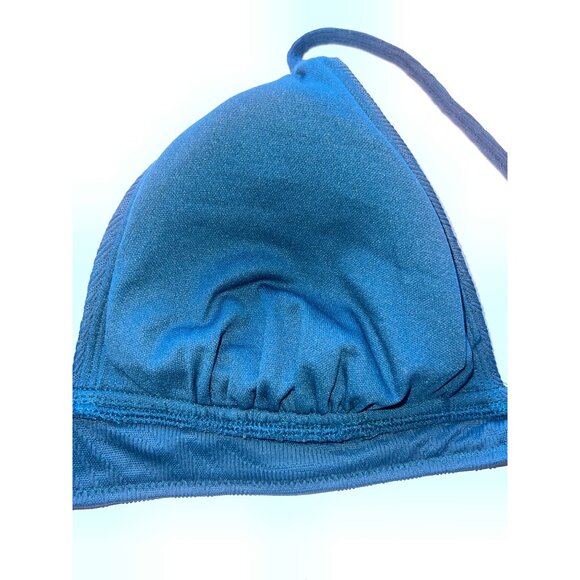 Shade & Shore Womens Triangle Bikini Top Size L (12-14) Blue Textured Swimwear - Picture 6 of 7